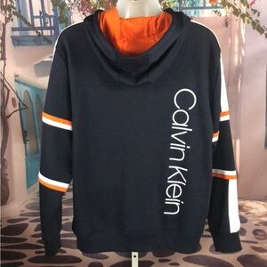 NWT Calvin Klein Soft Touch Dark Blue Color-Block Zip Hoodie Jacket